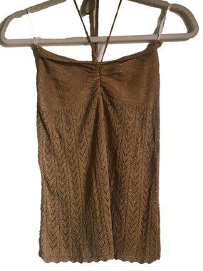 Y2K BROWN & GOLD KNITTED TUBETOP